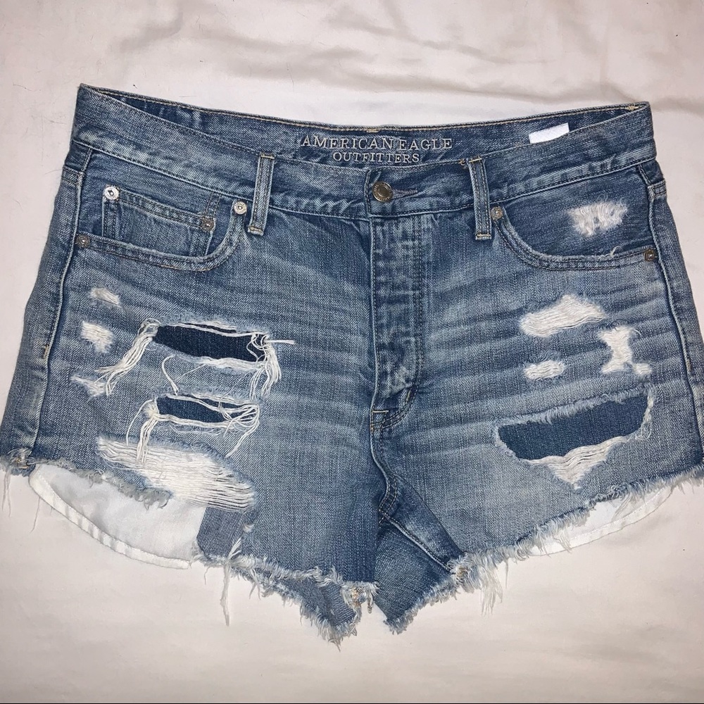 American Eagle Vintage Hi-Rise Festival Denim Jean Shorts Button-fly Size 12